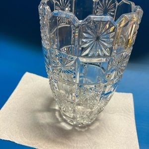 Cut Crystal glass vase 10”